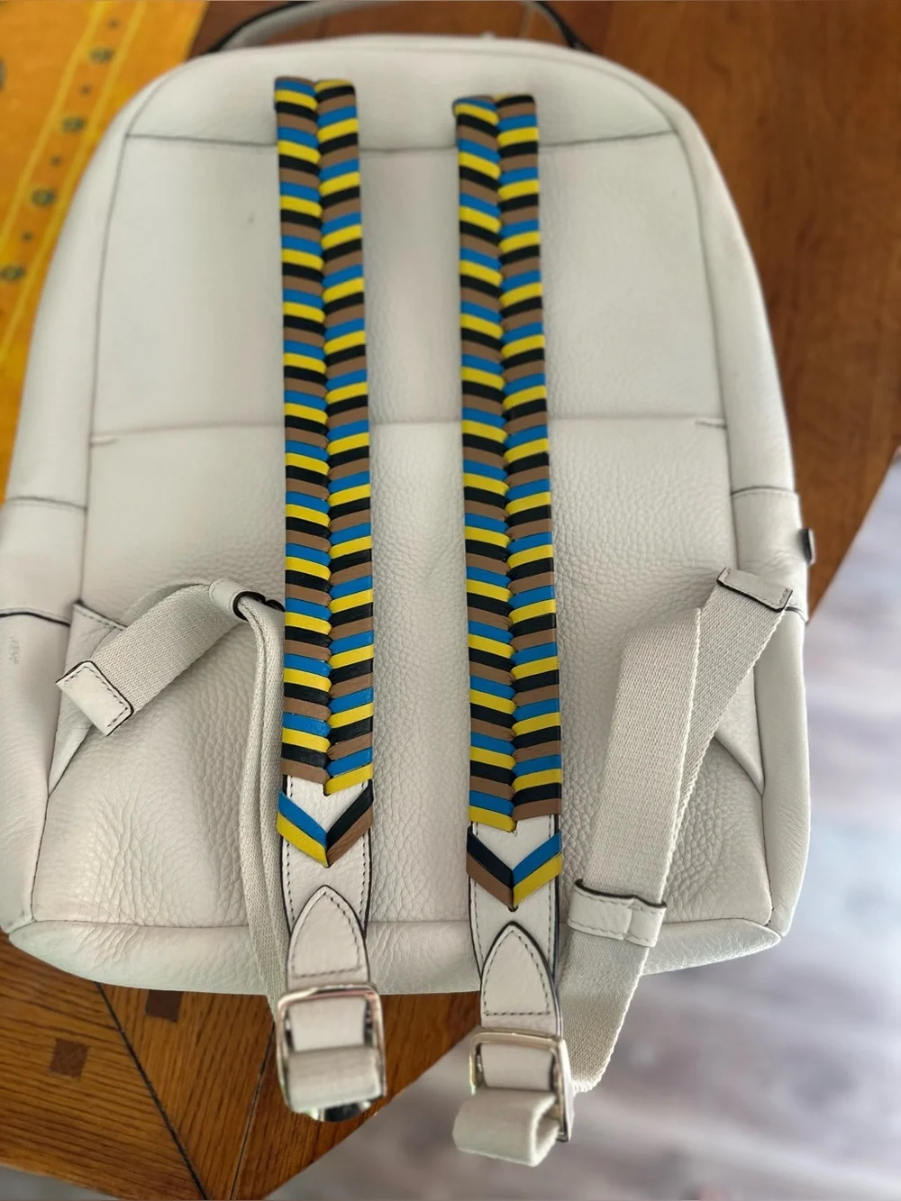 Vintage Henri Bendel SoHo Large Off White with Multi Braided Straps Backpack EUC